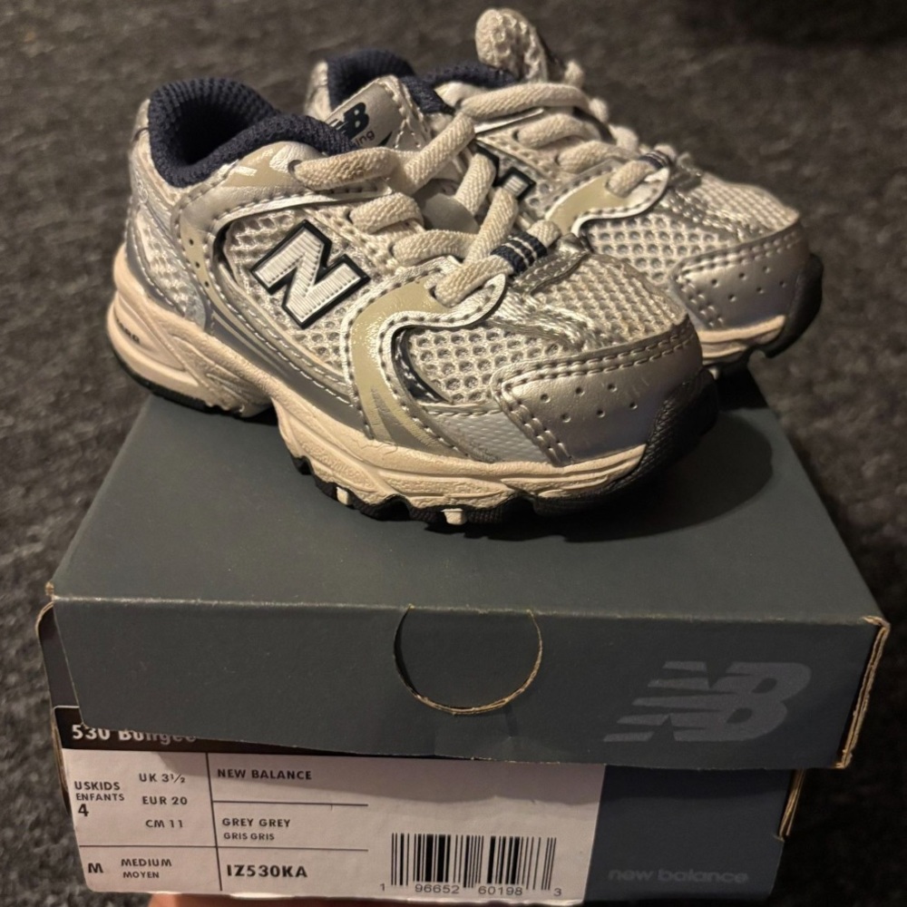 New Balance Kids' Silver and Navy Sneakers